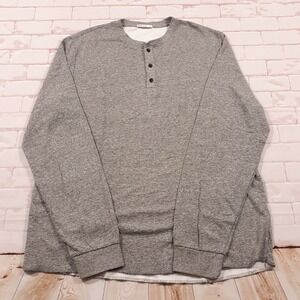 Marine Layer Sweater Henley Mens XL Cotton Blend Gray Pullover Outdoor Rayon